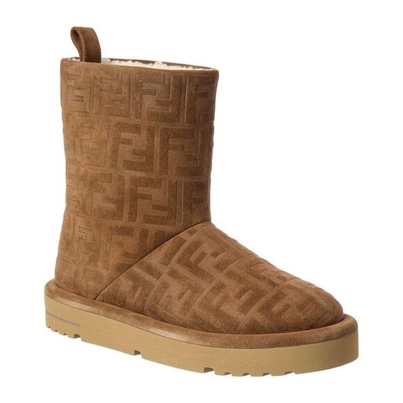 FENDI Shoes - Fendi Apres Chic Ff Suede Boot, Brown